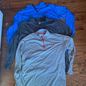 3 MENS UNDER ARMOUR 1/4 zip HEAT GEAR PULLOVERS
